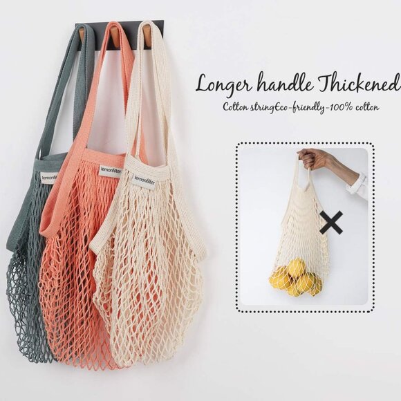 Mesh Produce Bags, 5 Pack Reusable Cotton Mesh Grocery Bag Washable Cotton Strin - Picture 5 of 9